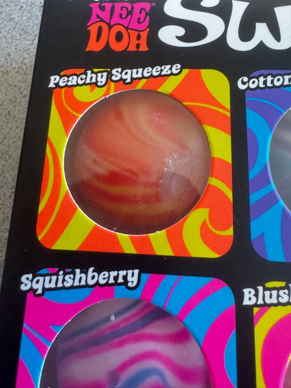 New Nee Doh teenie Swirl 4 Pack Whirly Twirly Doh-Filled Balls Squishy Fun
